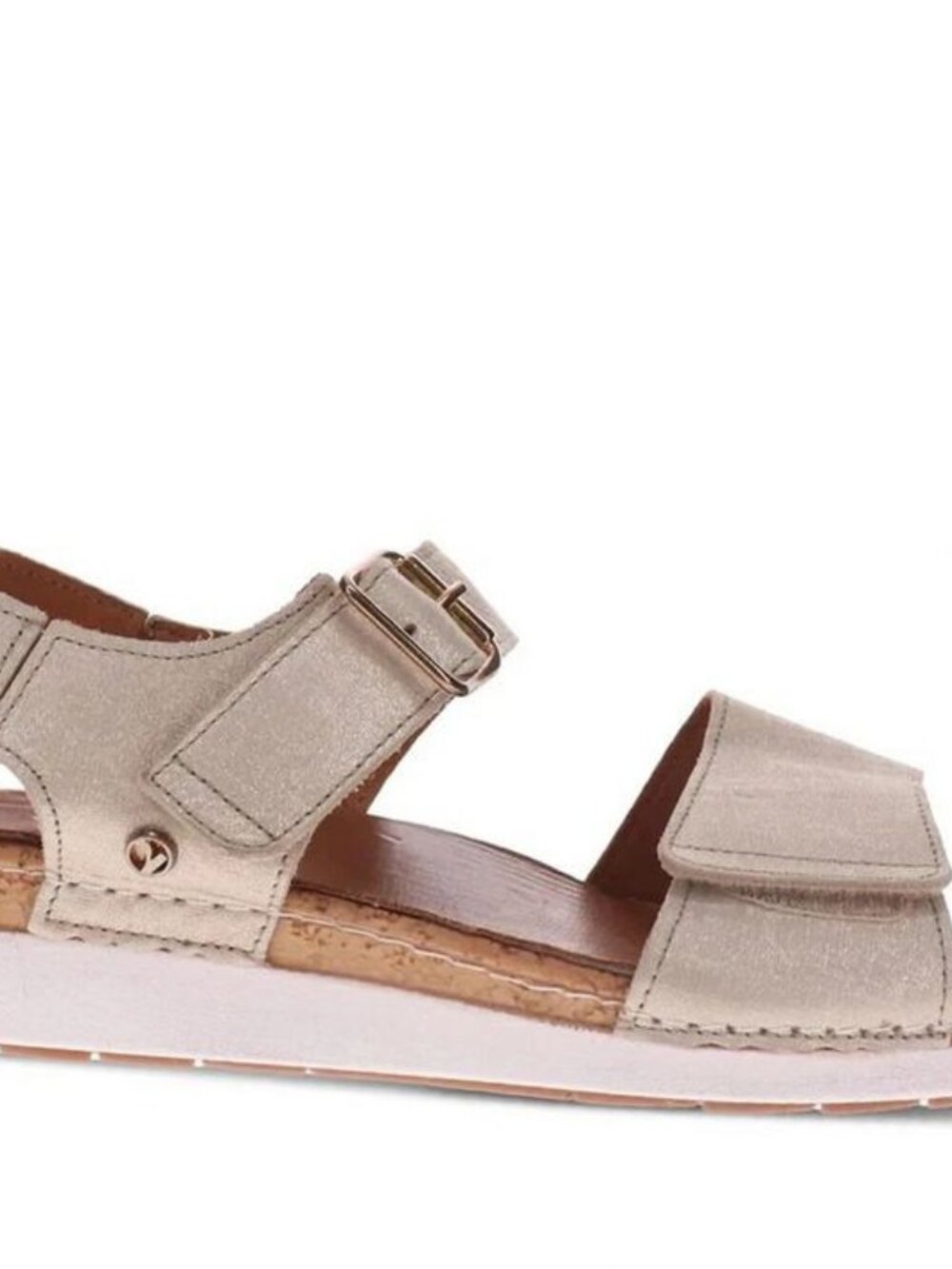 Revere  Women's Georgia Sandal, Gold Linen Leather  Size 10M US